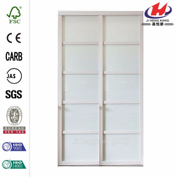 72 in. X 96 in. Tranquilidade Painéis de vidro Back Painted White Frame de madeira Interior Sliding Door